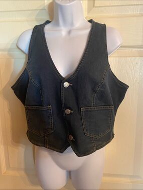 New Look Black Denim Crop Vest